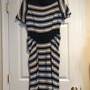 Marc Jacobs Black and White Striped Midi Dress